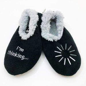 NWT Snoozies Men's Slippers I'm Thinking Medium 9/10 Black